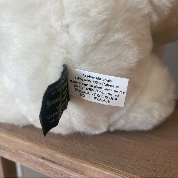 Cute Fluffy White Jointed Plush Bear with Pink Velvet Bow - Picture 10 of 13